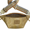 Yellow gold leather belt bag