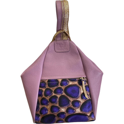 Niovi. Lilac art stones leather backpack