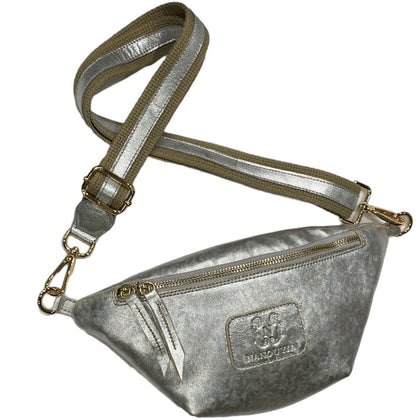 Mini silver leather belt bag