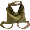 Alice. Avocado and gold shoulder bag and backpack