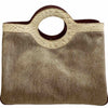Divide Circle. Beige and gold leather tote bag