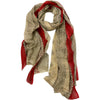 Beige paisley scarf with red details