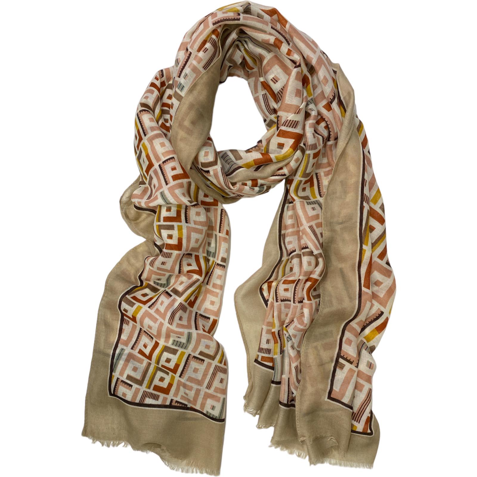 Beige and nude geometric scarf