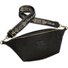 XXL BLACK WOVEN-PRINT LEATHER BELT BAG