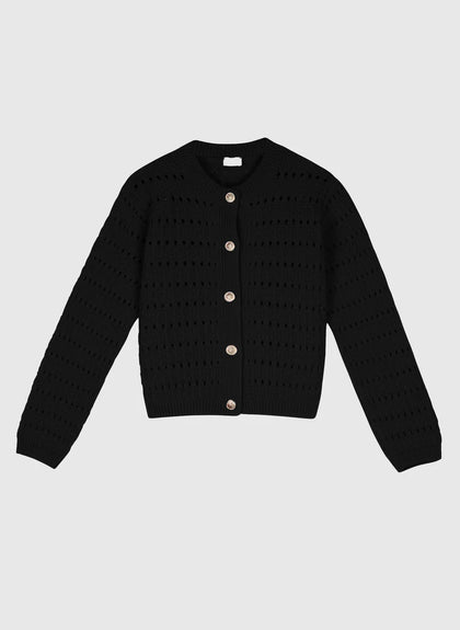 BLACK CARDIGAN WITH GOLD DETAILS