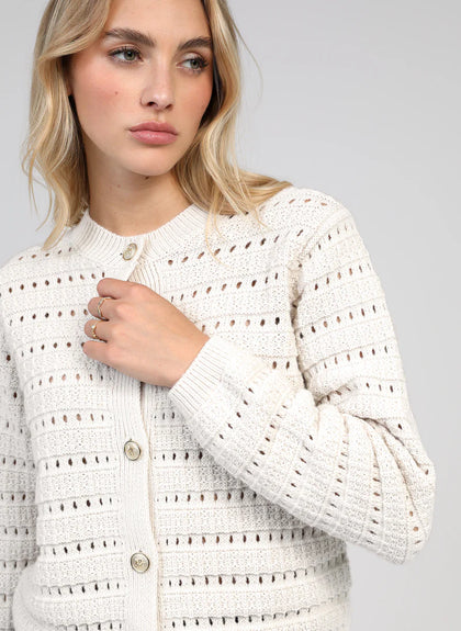 BEIGE CARDIGAN WITH GOLD DETAILS