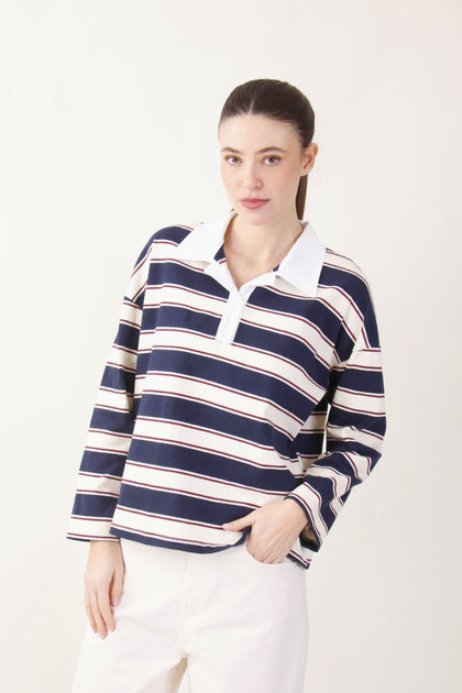 COLLEGE CHIC STRIPES SHIRT-TOP