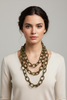 OLIVE GREEN ART TEXTIL CHAIN LONG NECKLACE
