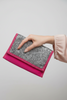 Luxury fuschia textile glitter clutch bag