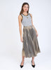 GOLD WET LOOK PLEATED SKIRT