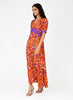 FLASH PURPLE-ORANGE V CUT FLERTY DRESS