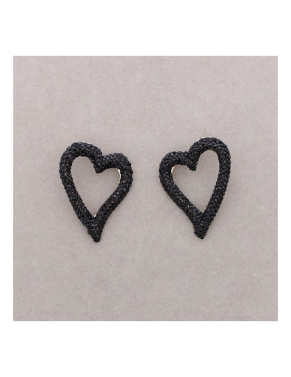 BLACK HEART CRYSTAL STUDS