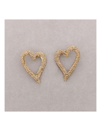 GOLD HEART CRYSTAL STUDS