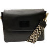 MANDY. BLACK LEATHER WITH SHINE SIDES STATEMENT BAG