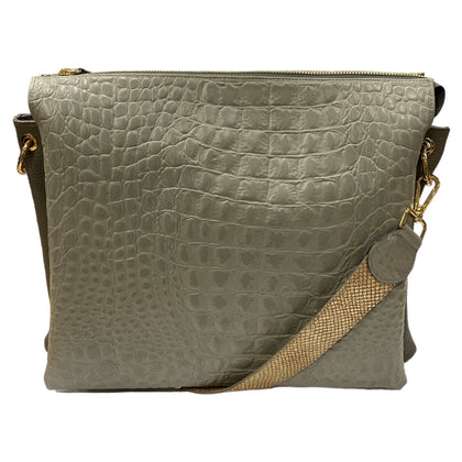 TRILOGIA. GREY 3D LEATHER WITH GOLD LUXURY TOUCH MULTISPACE MESSENGER