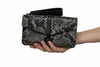 ALINA. BLACK "SNAKE-PRINT" MULTISPACE LEATHER WALLET PURSE