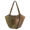 TAUPE LEATHER BAG WITH GOLD DETAILS