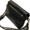 MANDY. BLACK LEATHER WITH FUR- ADSTRACT SIDES STATEMENT BAG