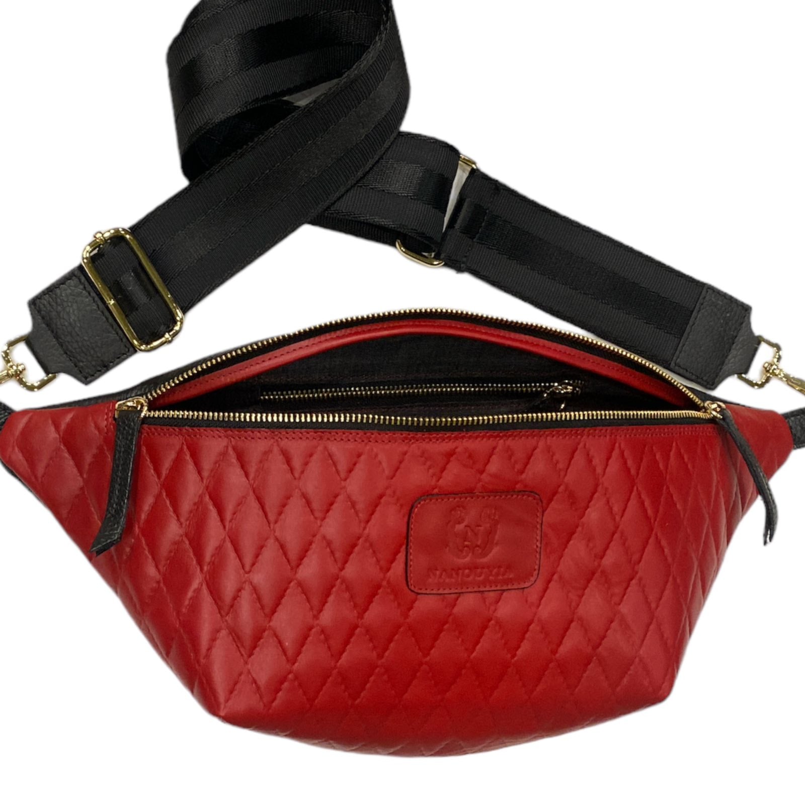 XL RED QUILTED STATEMENT BELT BAG