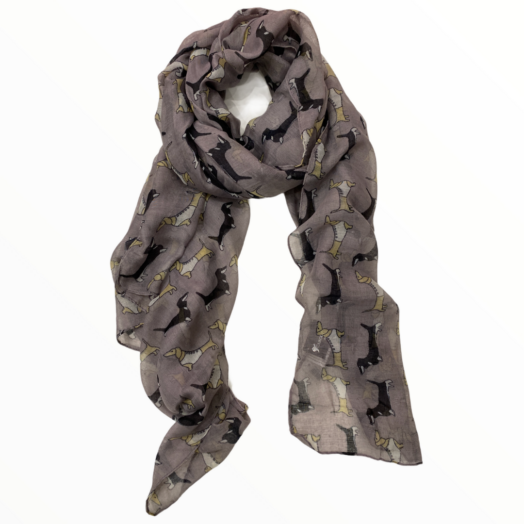 Grey scarf with cute dogs details