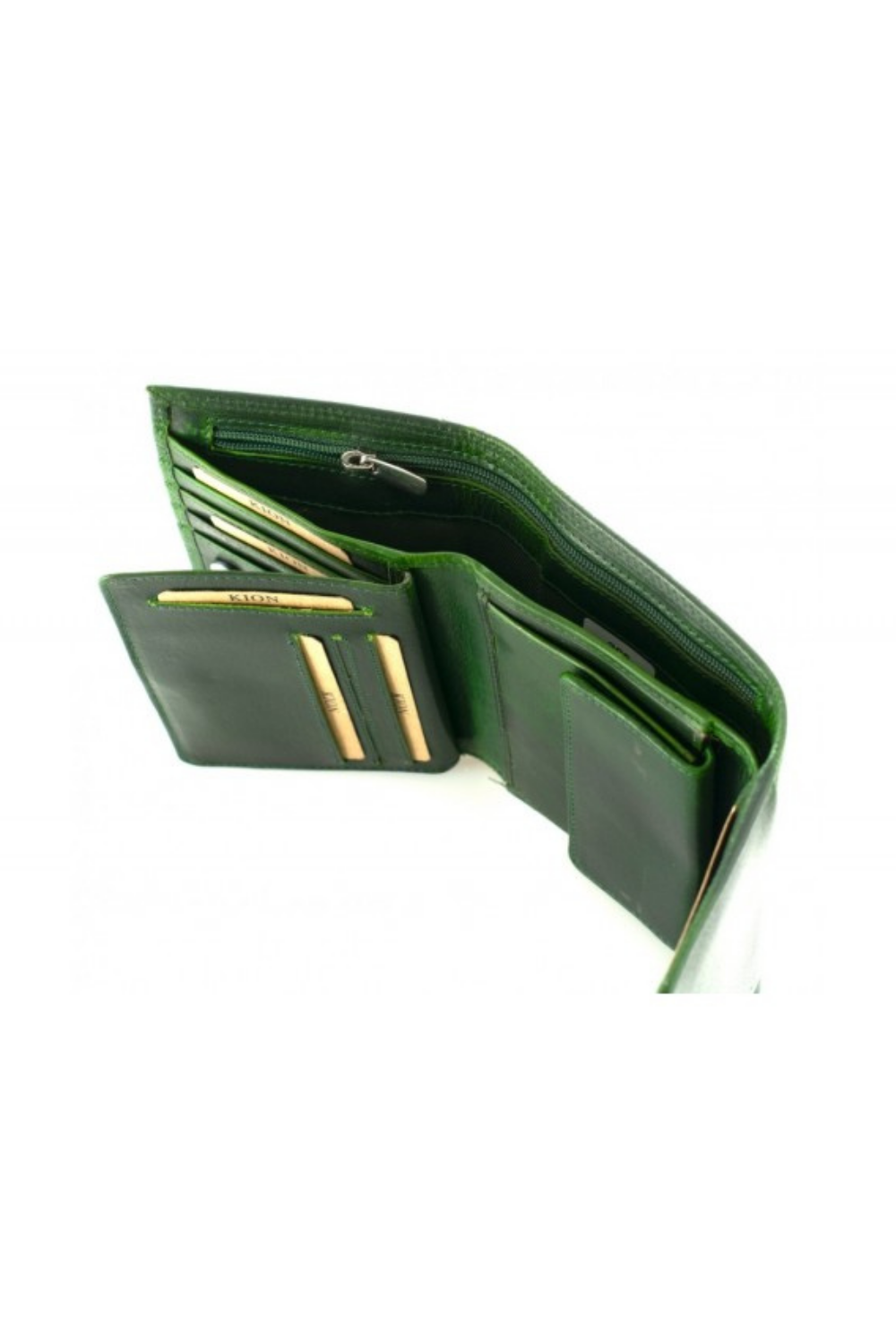 Πράσινο δερμάτινο πορτοφόλι κεριού.μεσσαίο μέγεθος