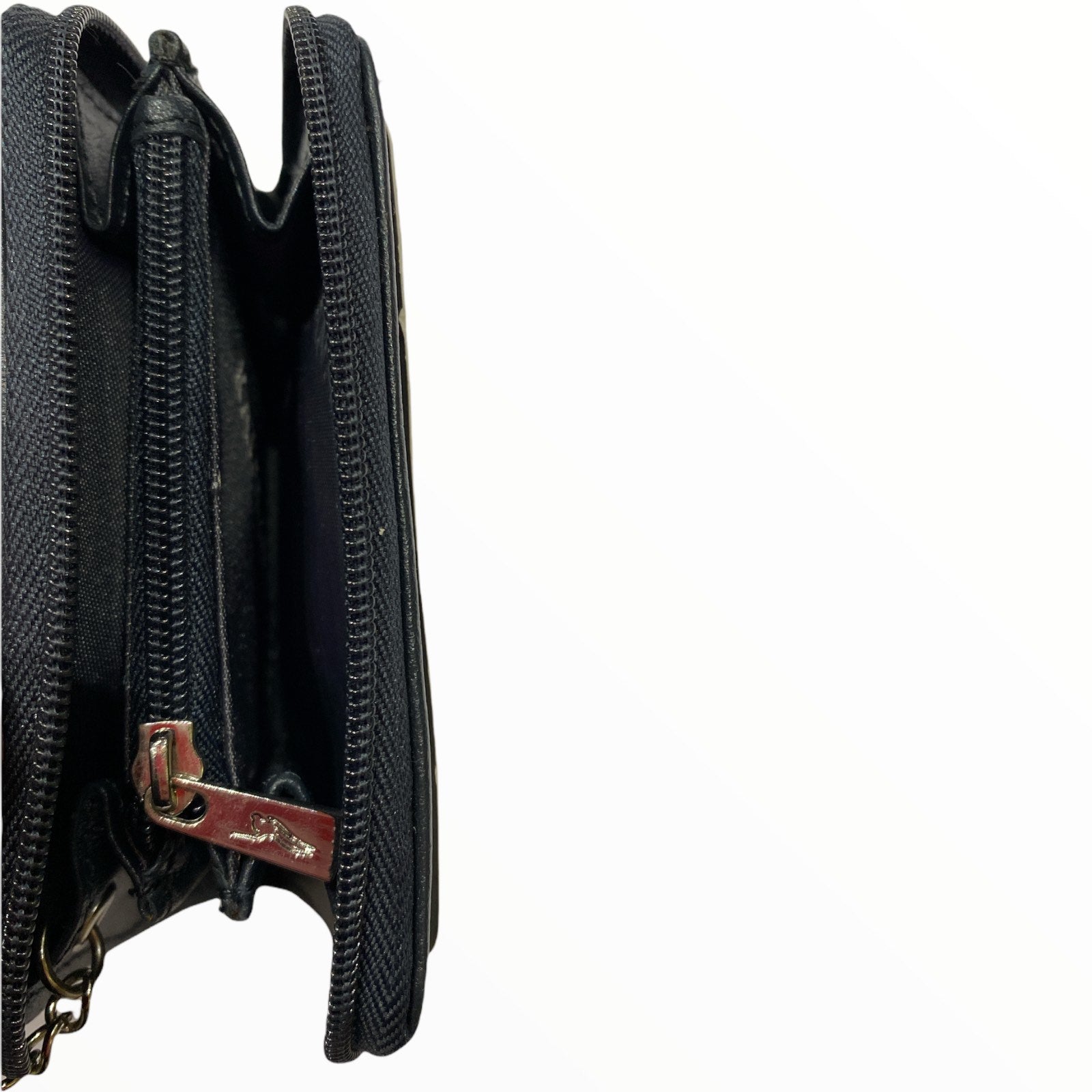 Leather small zip around keychain