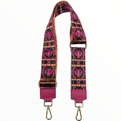 Strong pink bees adjustable strap with leather details