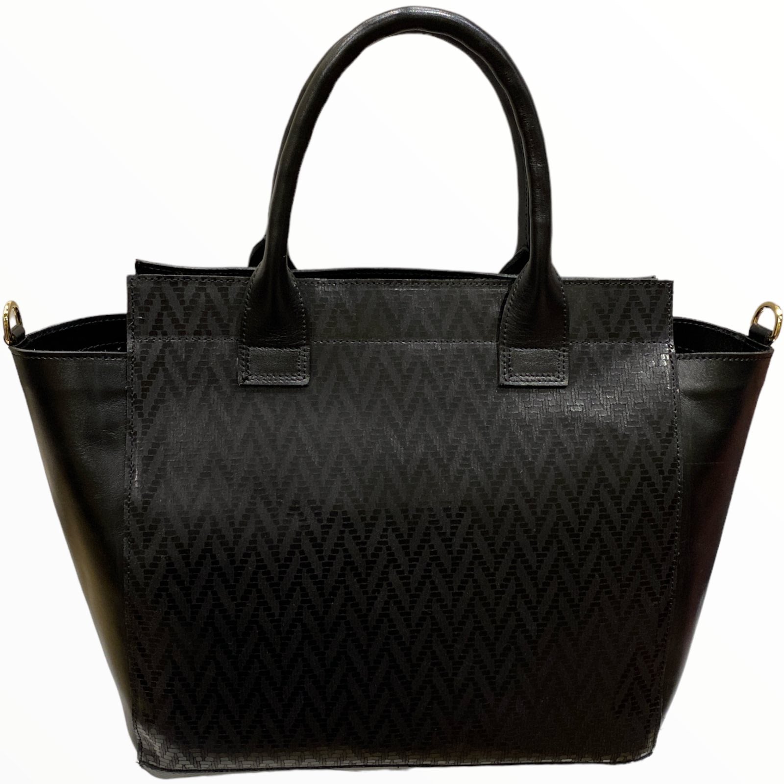 Gina large. Black geometric leather tote bag