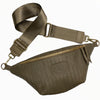 Taupe woven-print leather belt bag