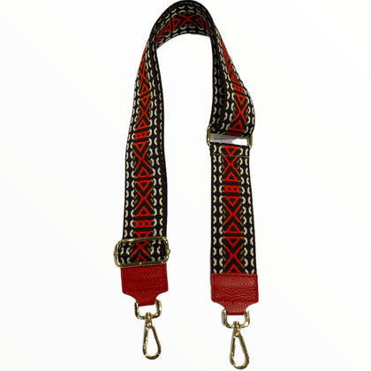Red boho adjustable strap with leather details