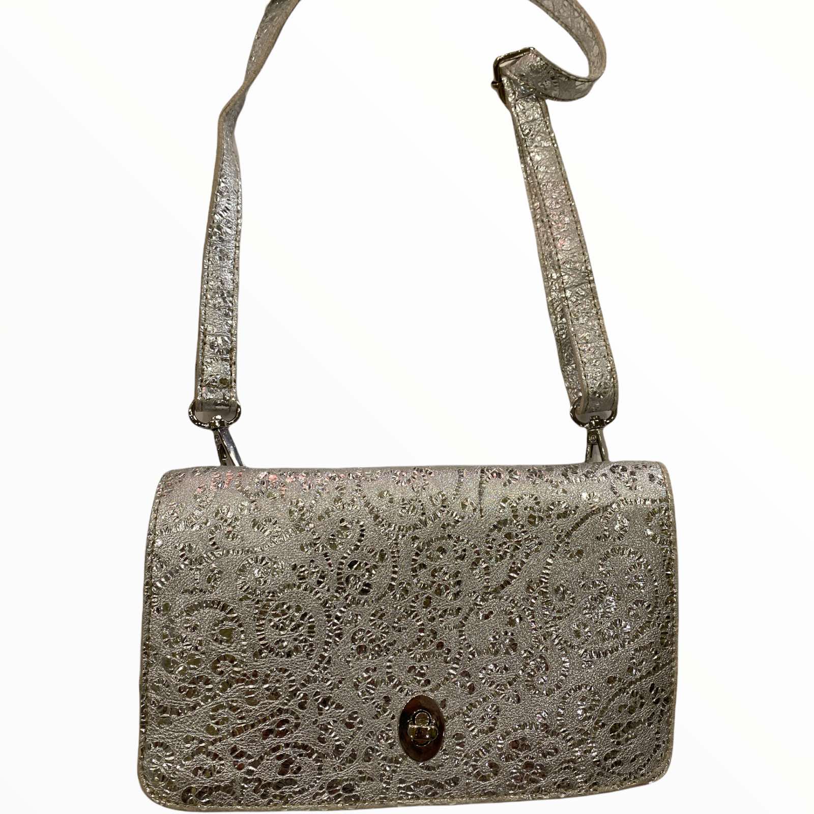 Silver art leather multi wallet bag