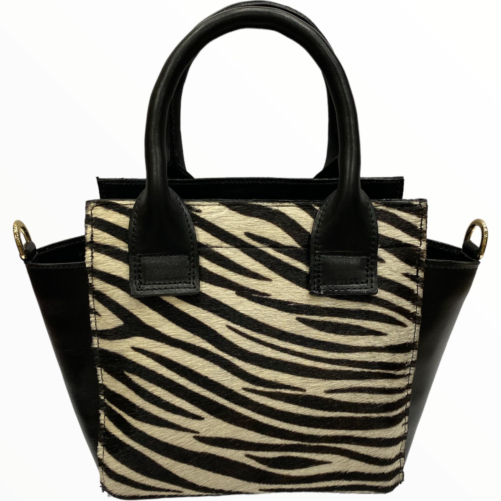 Gina mini. Zebra-print calf-hair leather tote bag