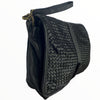 Black chic handwoven leather messenger bag