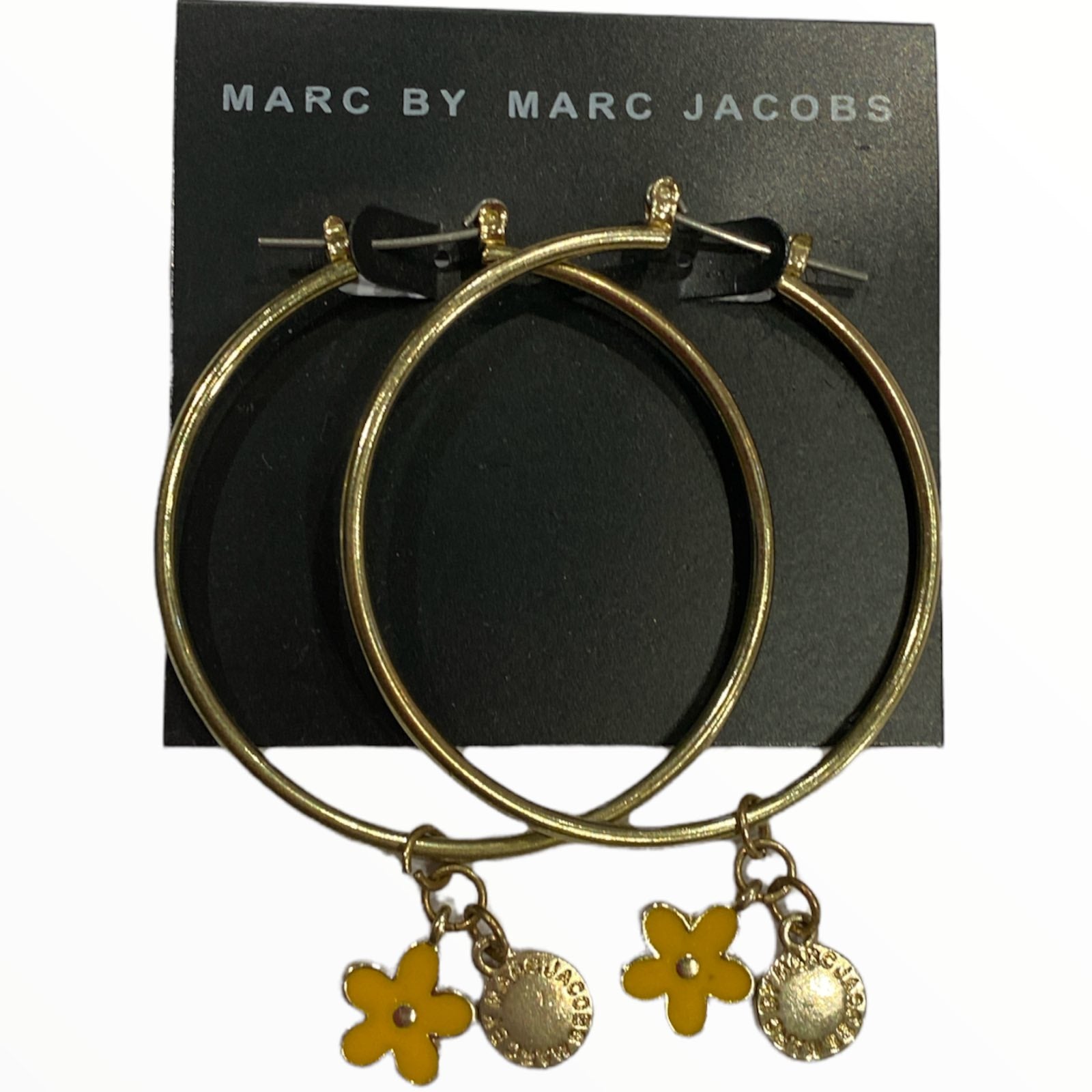 Yellow flower hoops earrings