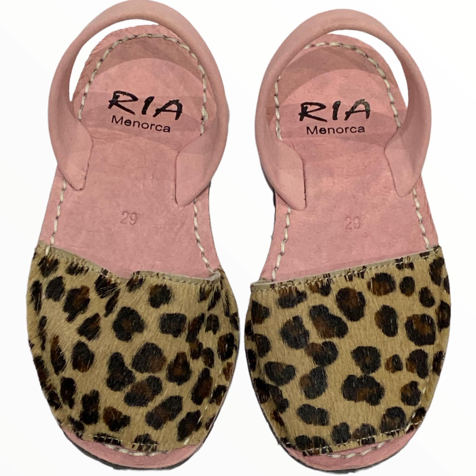 Pink leo-print calf-hair kids sandals