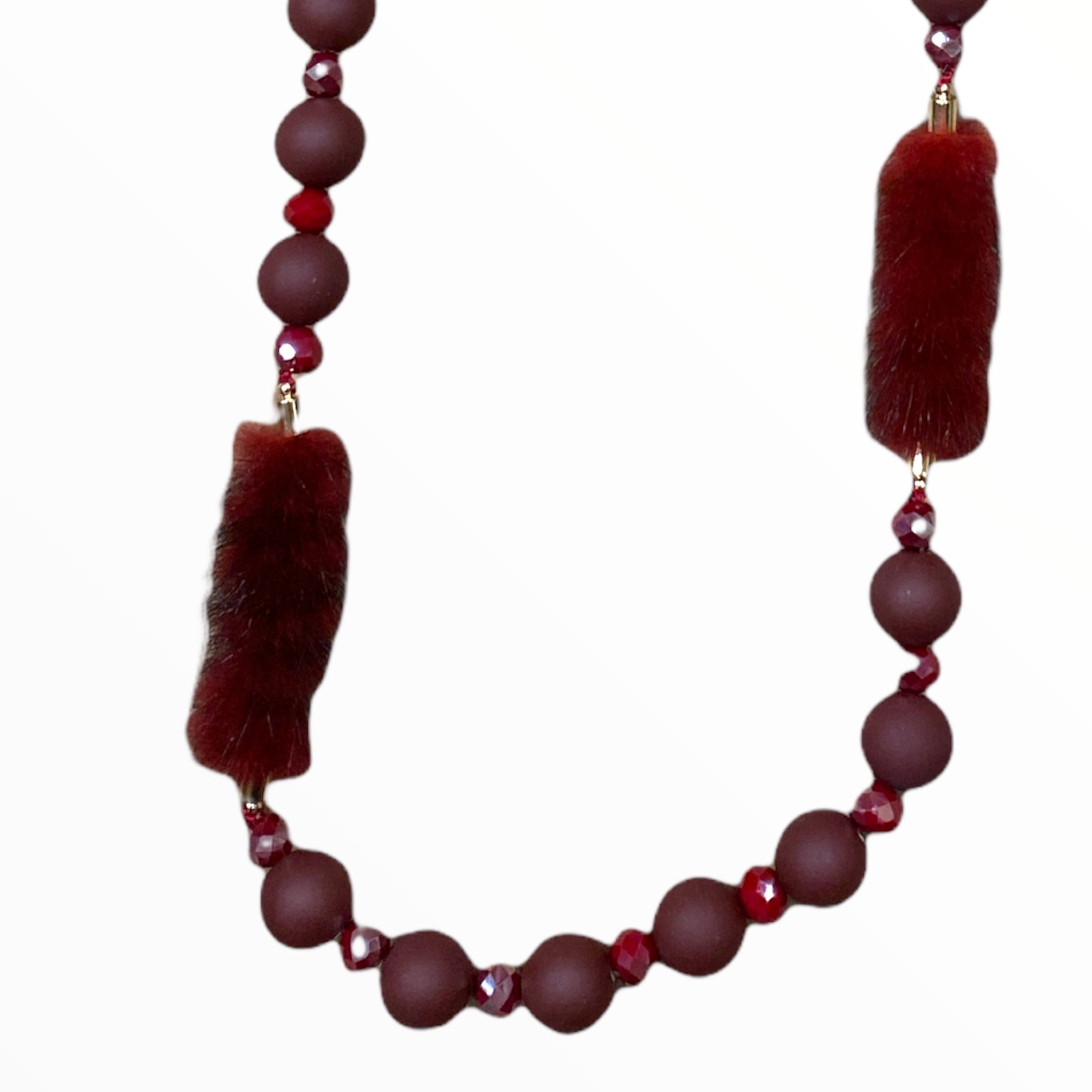 Red wine pearls long necklace