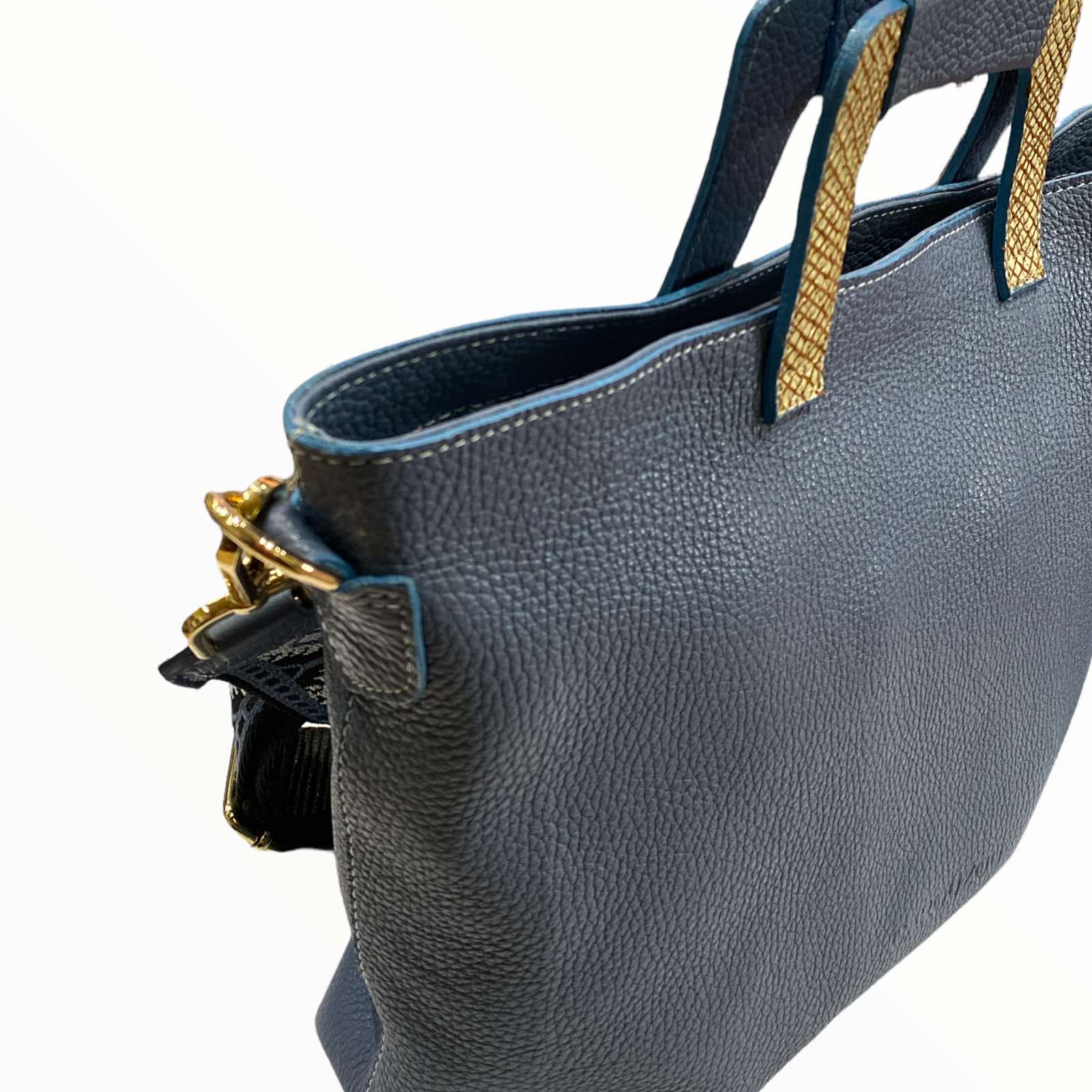 Raf blue leather tote bag