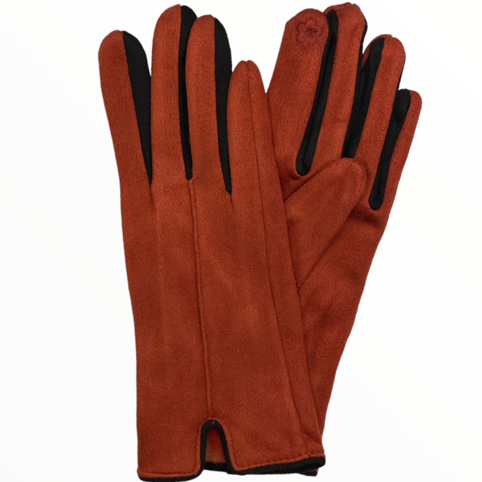 Rust chic gloves with black details
