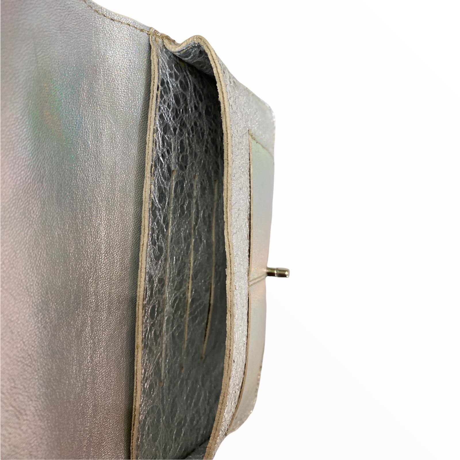 Silver art leather multi wallet bag