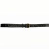 Black alligator-print leather thin belt