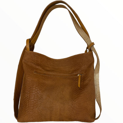 Alice XL. Taba anaconda-print shoulder bag and backpack
