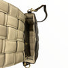 Chestnut brown leather woven messenger bag
