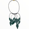Green leather leaves necklace