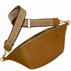 XL taba leather belt bag with snake-print details
