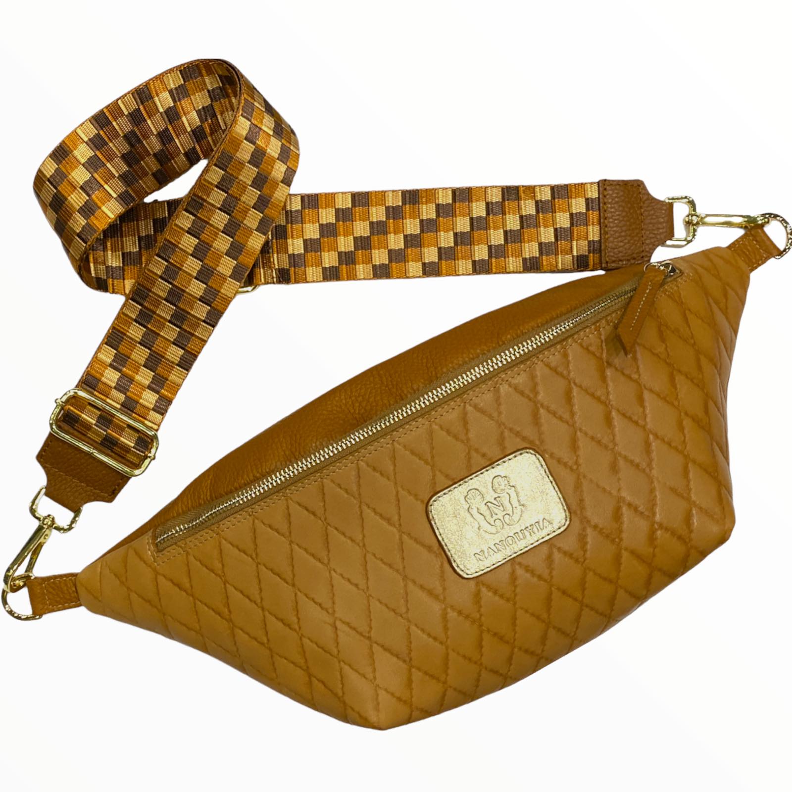XL taba quilted leather belt bag with fashion strap