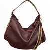 Venusa L. Red wine shoulder bag with calf-hair details