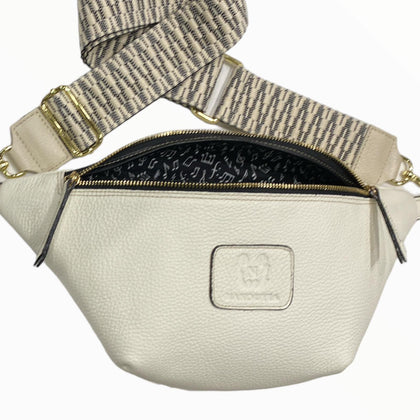 White leather belt bag