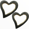 Black hearts earrings with gold details