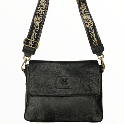 Mandy. Black minimal leather limited edition bag