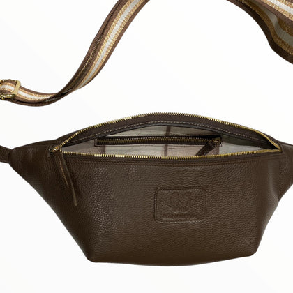 XL brown leather belt bag